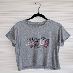 His Love is Strong Jesus his Grace is Free Dri Fit Crop Top | SIZE M